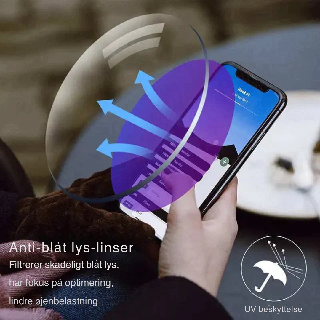 EyeCare™ | Läsglasögon med hög hårdhet och blåljusskydd för både när- och avståndsseende
