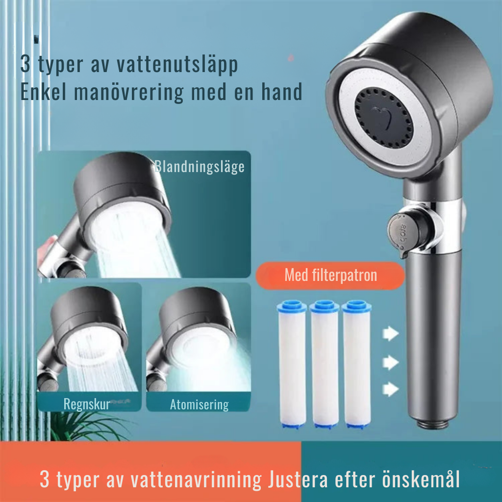 JetStröm™ | 4-i-1 multifunktionellt duschhuvud för massage och hudvård