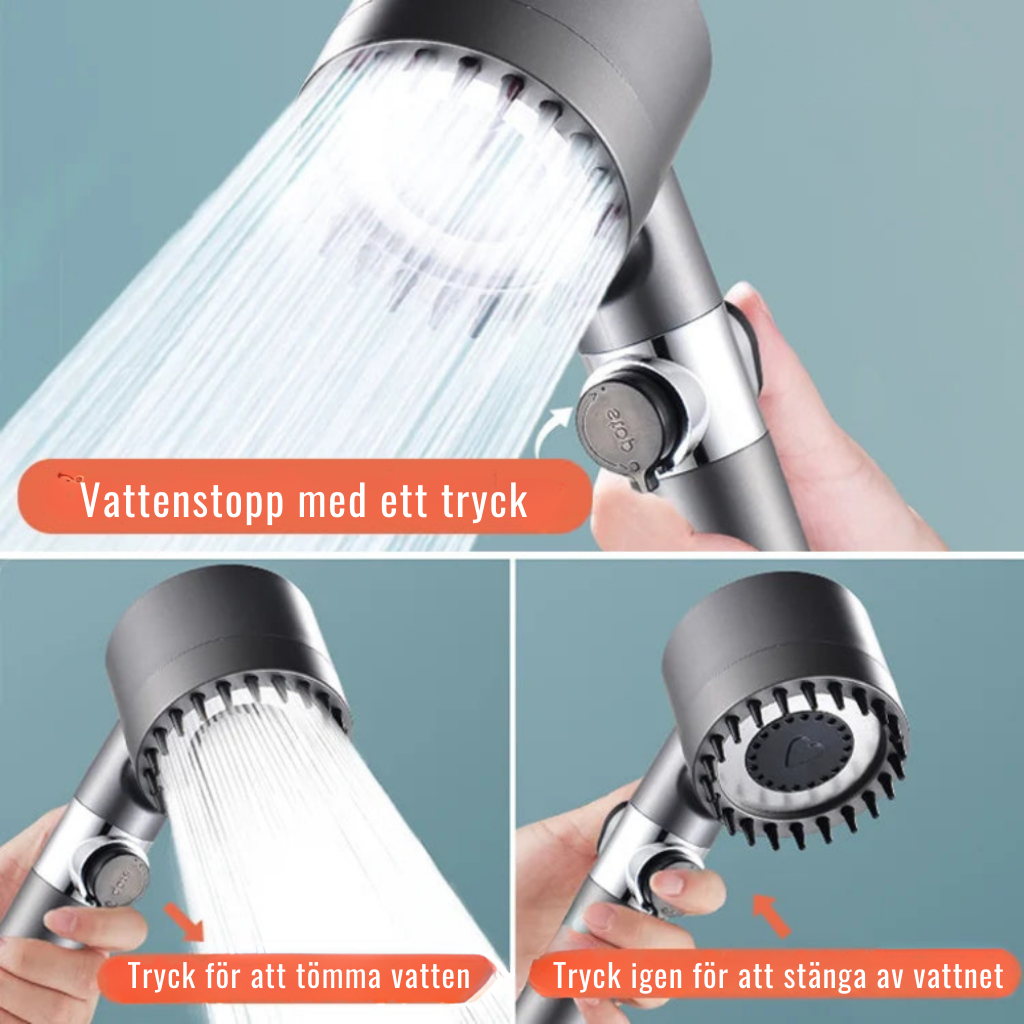 JetStröm™ | 4-i-1 multifunktionellt duschhuvud för massage och hudvård