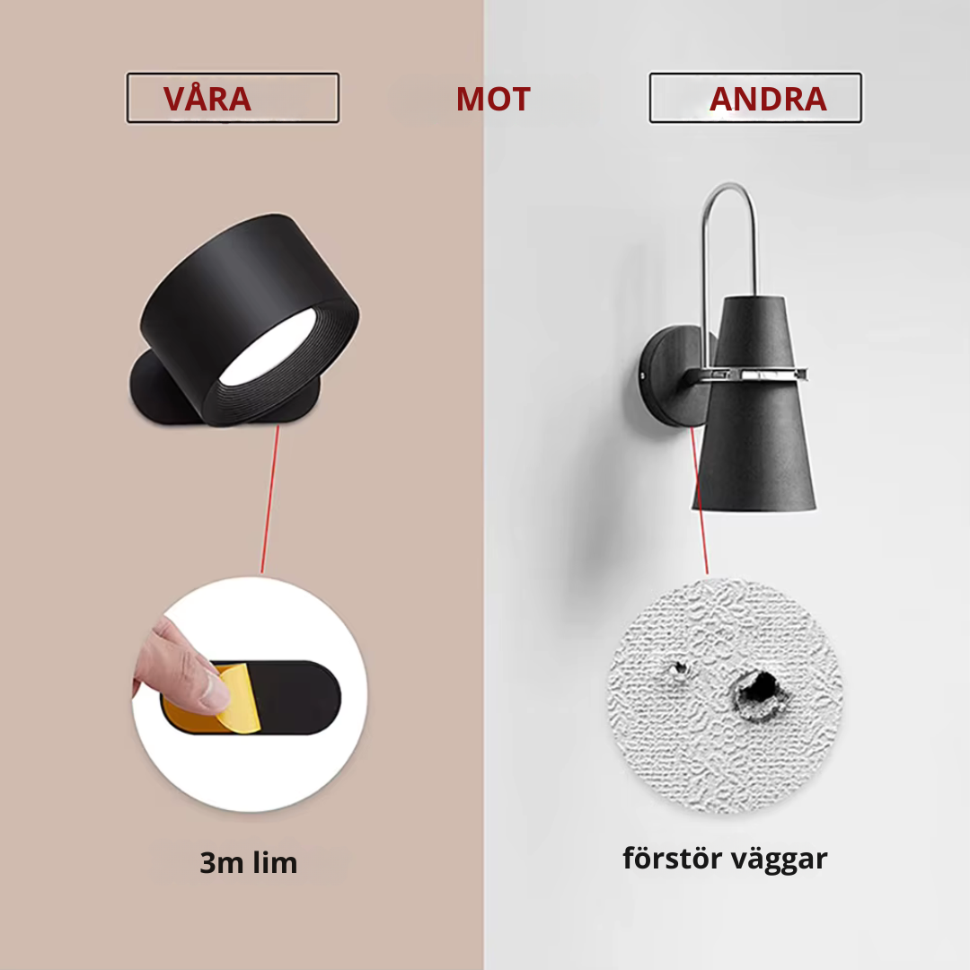 SkanDesignLight™ – sladdlös, uppladdningsbar och fjärrstyrd vägglampa i skandinavisk design