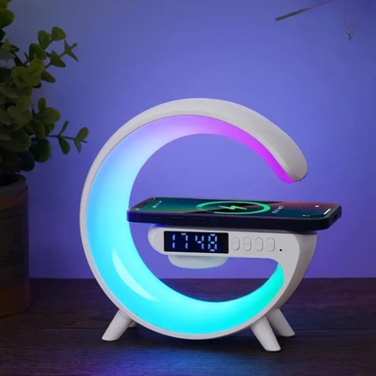SoundGlow™ | Soluppgångsvakningslampa, Bluetooth-högtalare, trådlös laddare, stämningsbelysning!