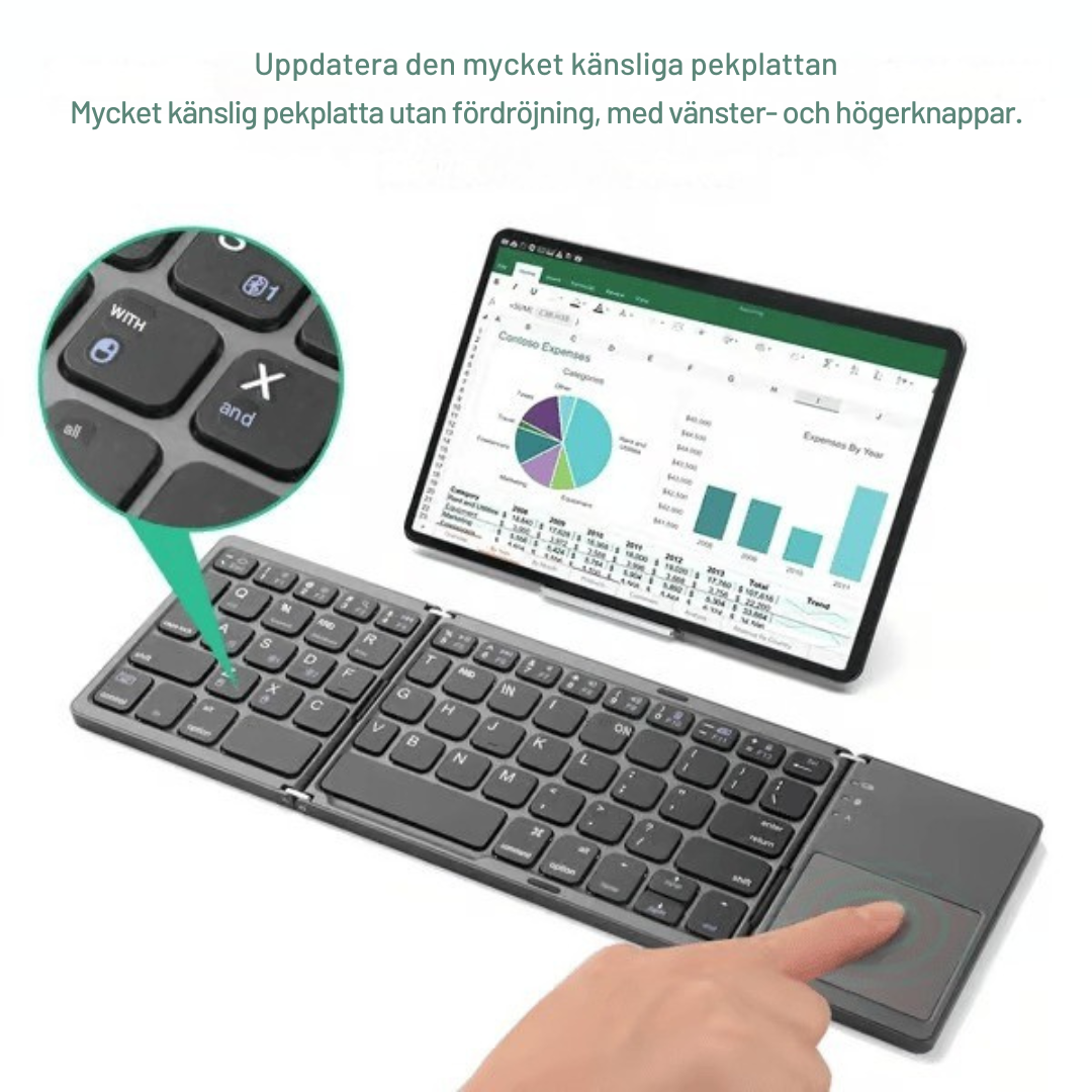 ThreeFold™ | Allt i ett vikbart tangentbord med touchpad.