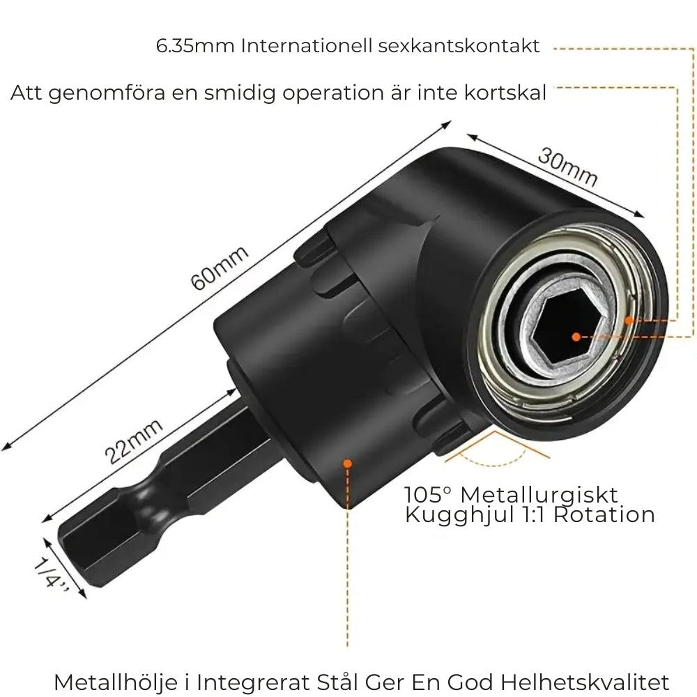 AngleMaster™ | 105° Vinkelskruvadapter. Nå trånga utrymmen med lätthet