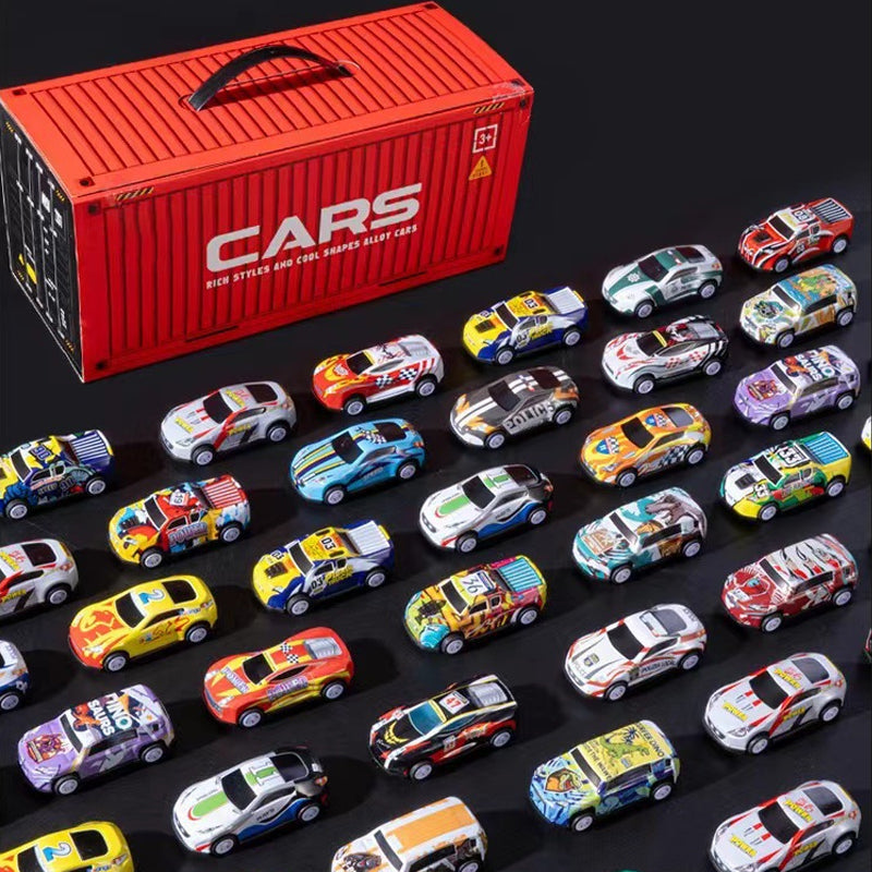 MiniCar MegaSet™🎁 48 mini pullback-bilar med inbyggt garage!
